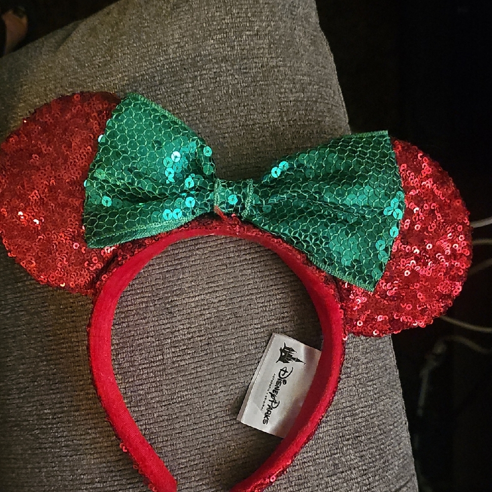 Disney Festive Minnie Mouse Ears Headband Red Green